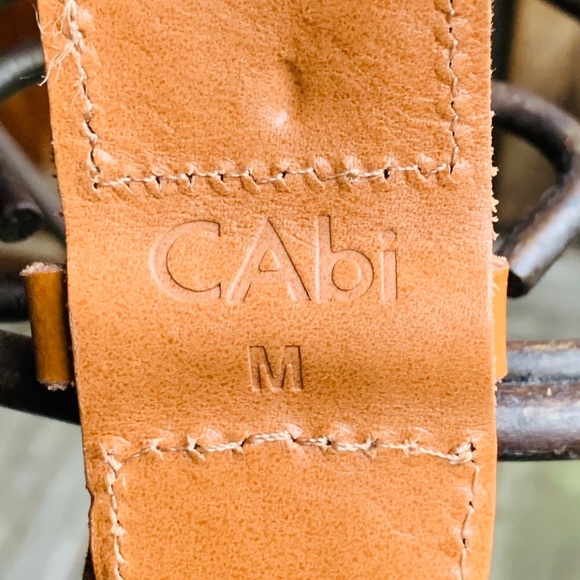 CAbi Brown Leather Belt Metal Buckle w/Stones - Picture 9 of 10